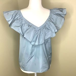 Rebecca Taylor | Taffeta Off The Shoulder V Neck Top